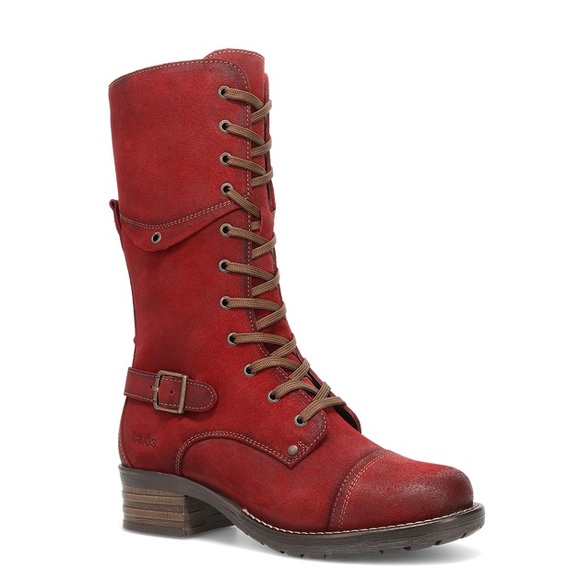 BNWT IN BOX Taos Crave Tall Leather Lace Up Boots “Red Rugged”size 38/US 7-7.5
